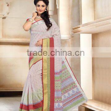 Off White Cotton Silk Trendy Saree Shop