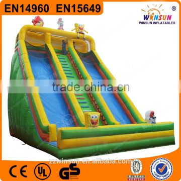 Hot Sale 10m High cheap adult large Spongebob inflatable slides for sale