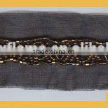 Bugles beaded yardage trim for neck trim EI-07