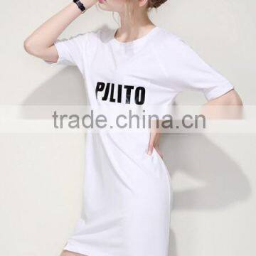 Girls Casual Long T-shirt Wholesale Pure White T-shirts With Letter Printed Loose Long Plain White T-shirt