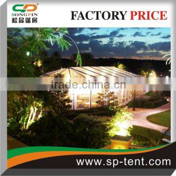 20x30m Heavy duty Transparent marquee consisting of 20x20m clearspan marquee and half an 20m decagon tent
