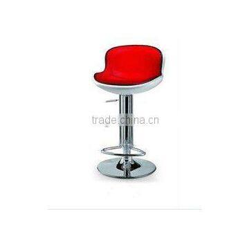 Red pu leather and steel bar stool with footrest