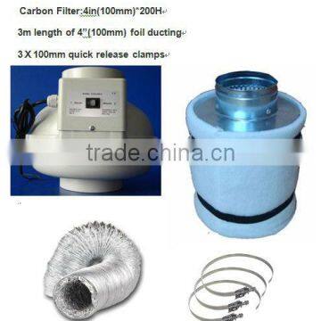 100mm Inline Fan carbon Filter Kit,filter,fans,clip,ducting