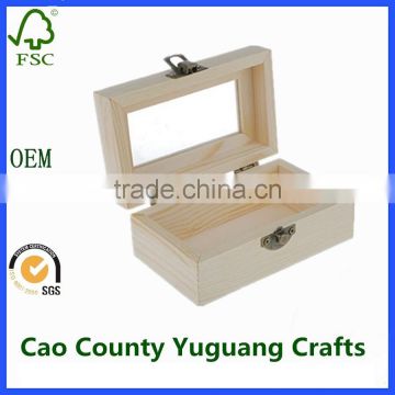 plain unfinished solid wood jewelry boxes with glass lid packaging jewelry gift box with clear lid