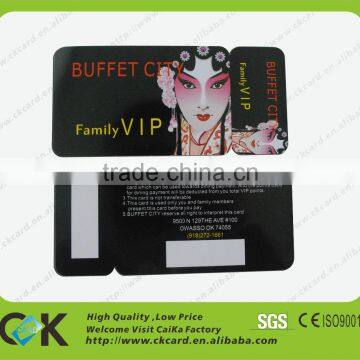 custom printing 2 parts pvc plastic combo reward card with barcode