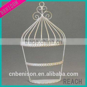 antique white decorative hanging metal birdcage candle holder