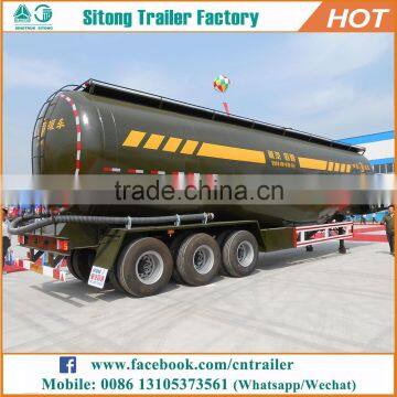 2017 China hot sale 3 axles stainless steel tank trailer 46cbm bulk cement semi trailer