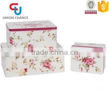 3PCS Large Rectangle Tin Box