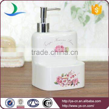 Square Elegant British Style Floral Ceramic Portable Lotion Dispenser photo-2