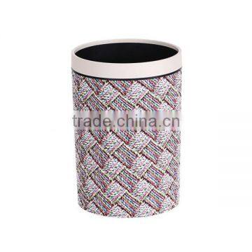 European Style Plastic Leather or Knitted Trash Can Waste Bin Container With Lid 10L