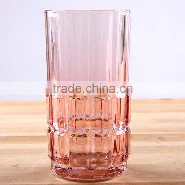 230ml pink colored drinking water glass with diamond design