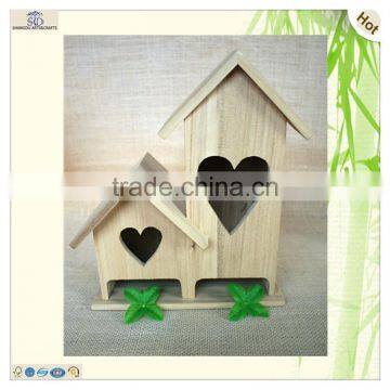 craft heart shaped twins wooden bird house cage