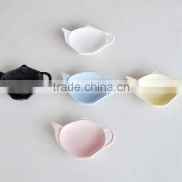 Solid color Ceramic teabag hold for Coffee Set