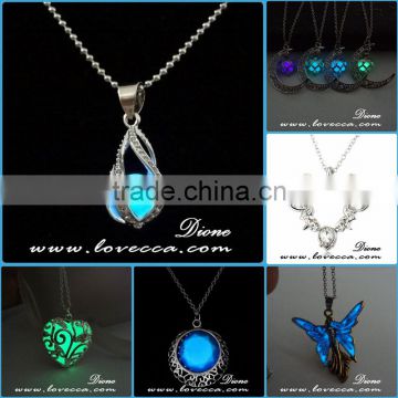 Fashionable luminous necklace glow In dark hollow heart Pendant necklace