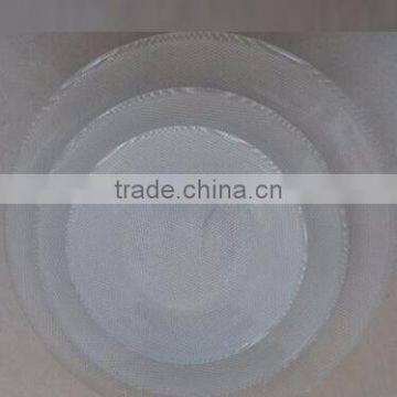 Red Color Glass Dinning Plate Set With Sliver Plating Metal Stand photo-5