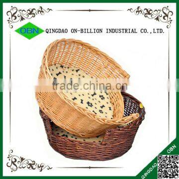 Handmade round comfort natural wicker rattan dog bed