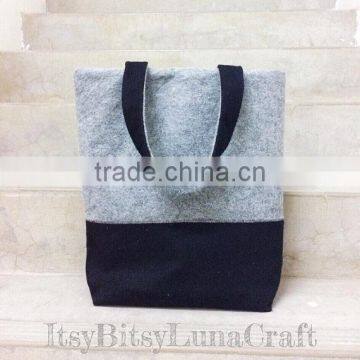 Customized ColorBlock Felt Tote, Free Additional Magnetic Snap, Double Color Casual Felt Bag, Market Bag,Felt Shoulder Bag