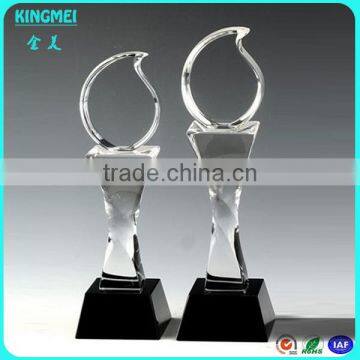 Glass Crystal Blue Super Star Awards Trophy With Blank Black Base For Customized photo-2