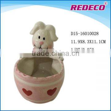 Decorative porcelain rabbit shaped bowl for Easter decoration