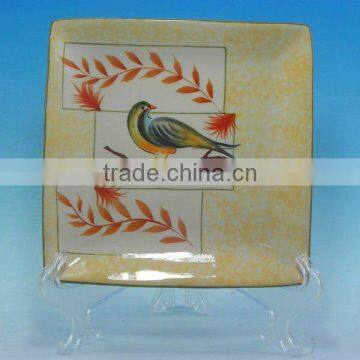 Hot sale USA square colorful ceramic plate for dessert