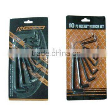 Handle hex key wrench set with hanging blister card