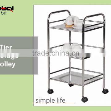 3 Tier Metal Movable Storage Kitchen Galley Medical Cart Office Trolley