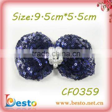 CF0359 2013 New design pretty blue hair bows with sequin for girl