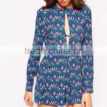 2015 Fashionable Hot Sale OEM Customized Jackie Romper in Fan Print photo-3