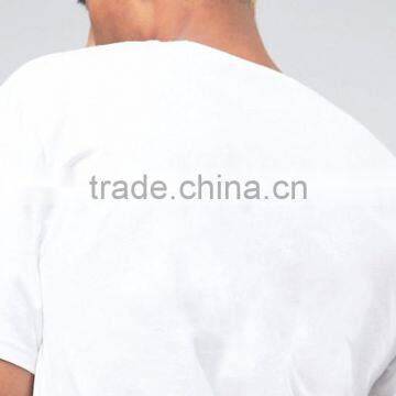 2016 High Quality Custom Logo Short Sleeve Crew Neck White Men's 100% Cotton 180gsm Anti Shrink Fixed Cuffs Casual Blank T-Shirt photo-3