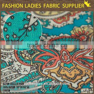 100% Printed Rayon Fabric Shaoxing Reactive Prints Fashion Woven Fabric for Lady Dress photo-2