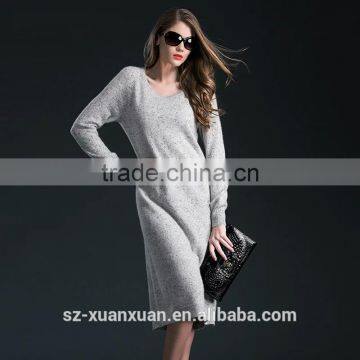 Hot Selling Winter Pure Color O-neck Long Sweater Skirt for Women