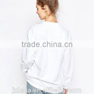 Ladies Crew Neck Cute Panda Print White Sweatshirt photo-3