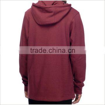 Wholesale Custome Logo Longline Fleece Dark Red Pullover Hoodie photo-2