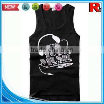 China Custom Wholesale Men Polyester Screen Printed Low Cut Tank Tops for Sale photo-2