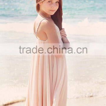 Girls Boutique Clothing Blush Pink Spaghetti Strap Lace Dress Flower Girl Dress photo-5