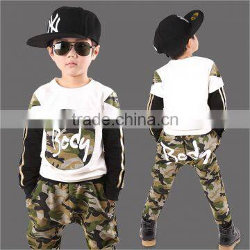 100% Cotton Handsome Military Uniform Baby Winter Clothes and Printing Baby Words Children Hoodies Sets photo-3