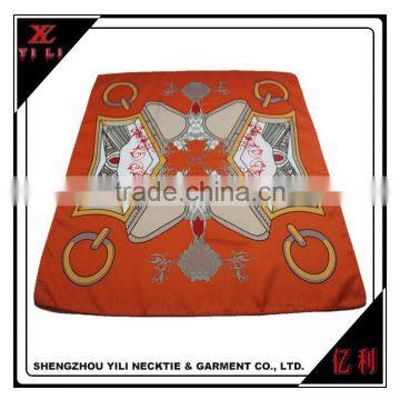 Orange Printed Good Quality Polyester Square Scarf photo-2