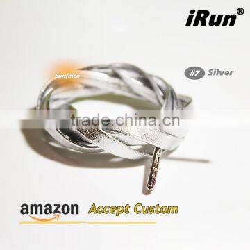 Premium Flat Genuine Royal Blue Goatskin Sheepskin Leather Shoelaces W/Gold Tips for Air Shoes - Provide Amazon Label Service photo-3