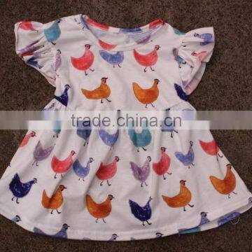Printed Kids T Shirt Chicken Prints Baby Girl Summer Flutter Tunic Kids Shirts photo-5