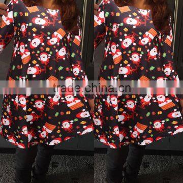 Women's Long Sleeve Snow and Snowman Christmas Full Printing Dress Shirt Clothes photo-2