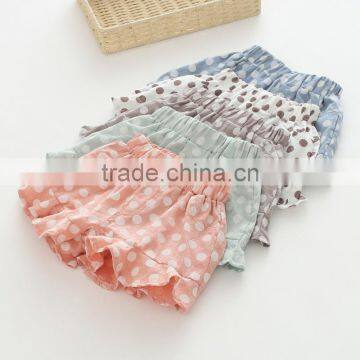 Summer polka dots lace cotton girls casual shorts kids