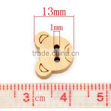 Teddy Bear Charms 2 Holes Wood Sewing Buttons Scrapbooking 13x11mm, sold per pack of 200,Jewelry