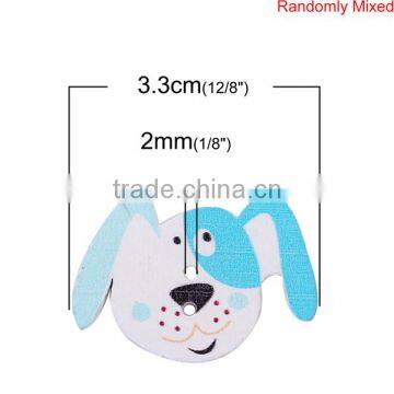 Wood Sewing Buttons Scrapbooking 2 Holes Dog Animal At Random photo-2