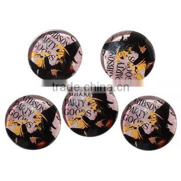 Glass Dome Seals Cabochons Round Flatback Multicolor Halloween Witch Pattern Transparent 20mm Dia