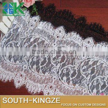 2016 fashion Lace Fabric 3M/Lot Black white eyelash diy clothing accessories Lace trim width 33cm 2016 fashion40521