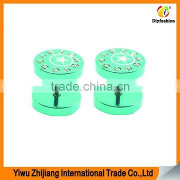 Custom Fancy Colorful Diamond Ear Plugs Piercing Tunnel Stainless Steel Fake Expanders photo-5