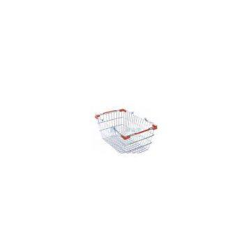Red Plastic Part Steel Wire Supermarket Shopping Carts Basket