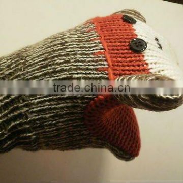 Sock Monkey Puppet New Red Fleece Lining Youth