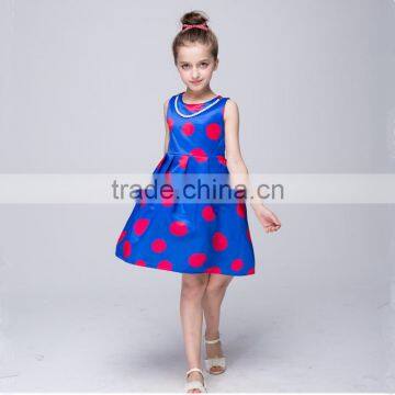 Beautiful fashion kids girl daily wear big red dots printed stain sleeveless dress