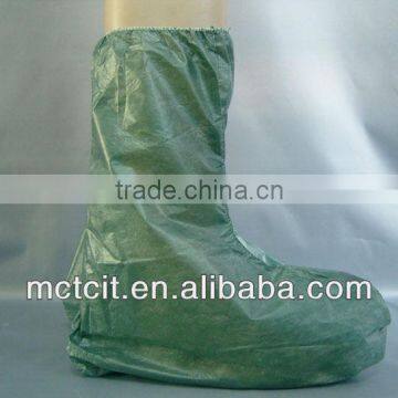 Disposable navy blue PP non-woven oil proof boot cover with elastic